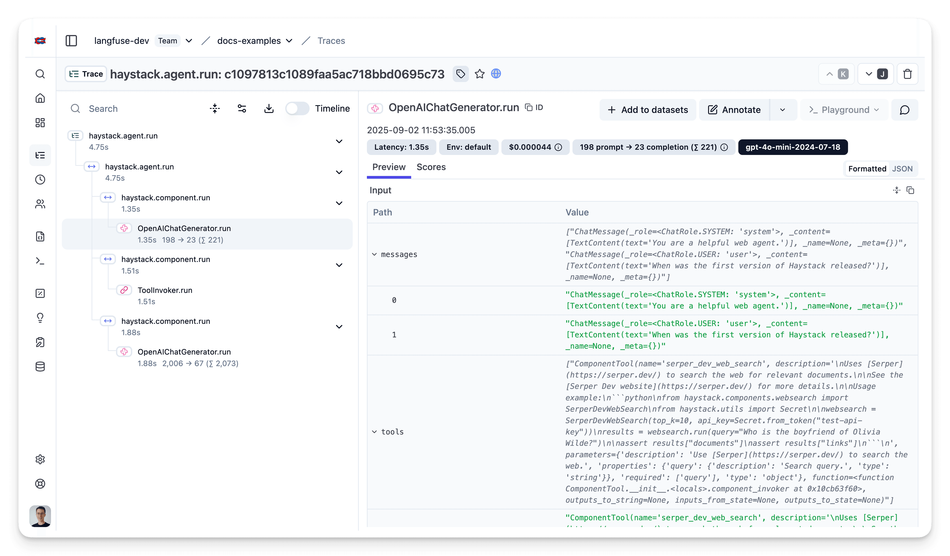 Langfuse Trace Example